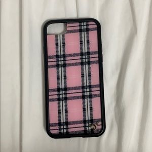 Wildflower pink plaid iPhone SE/8/7/6 case